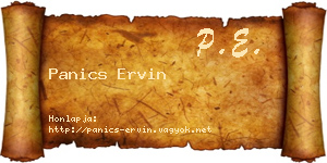 Panics Ervin névjegykártya
